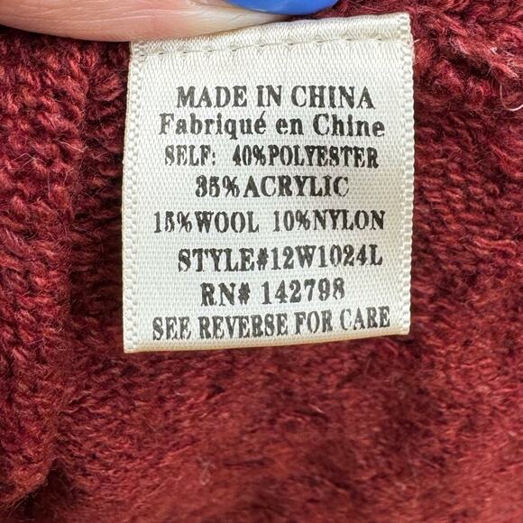 💚SALE: NWT Love Riche size L Cable Knit Sleeveless Wool Blend Dress - Rust Red - Picture 13 of 13